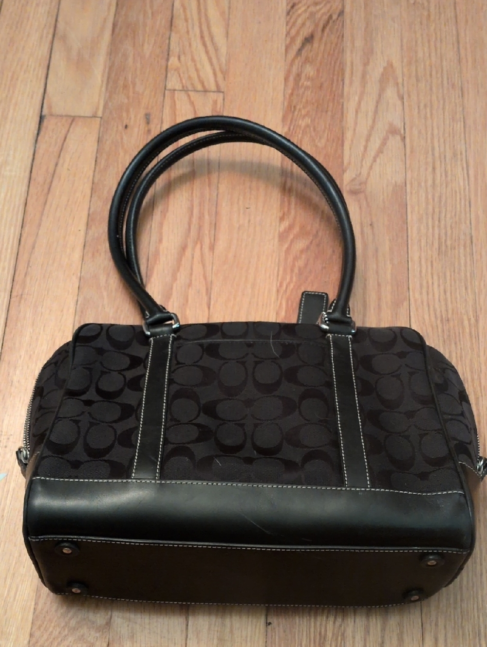 COACH Limited Edition Signature Black Jacquard Leather Satchel 6097